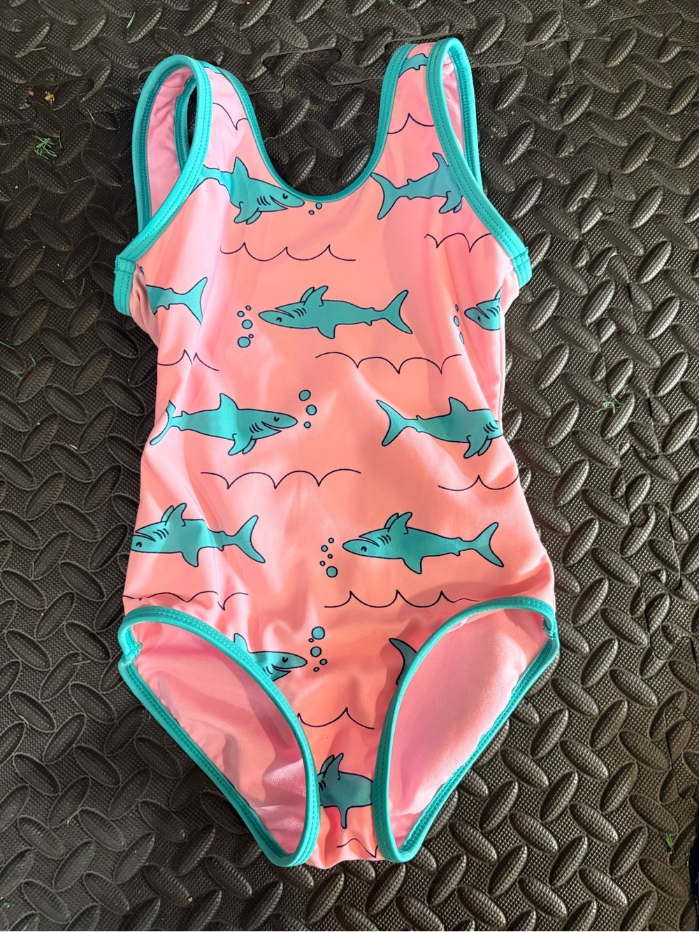 Cat & Jack Pink One-Piece Swimsuit with Teal Shark Print